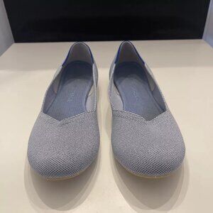 Women's Rothy's The Flat Ballet Shoes Something Blue Metallic Slip On Sz. 11